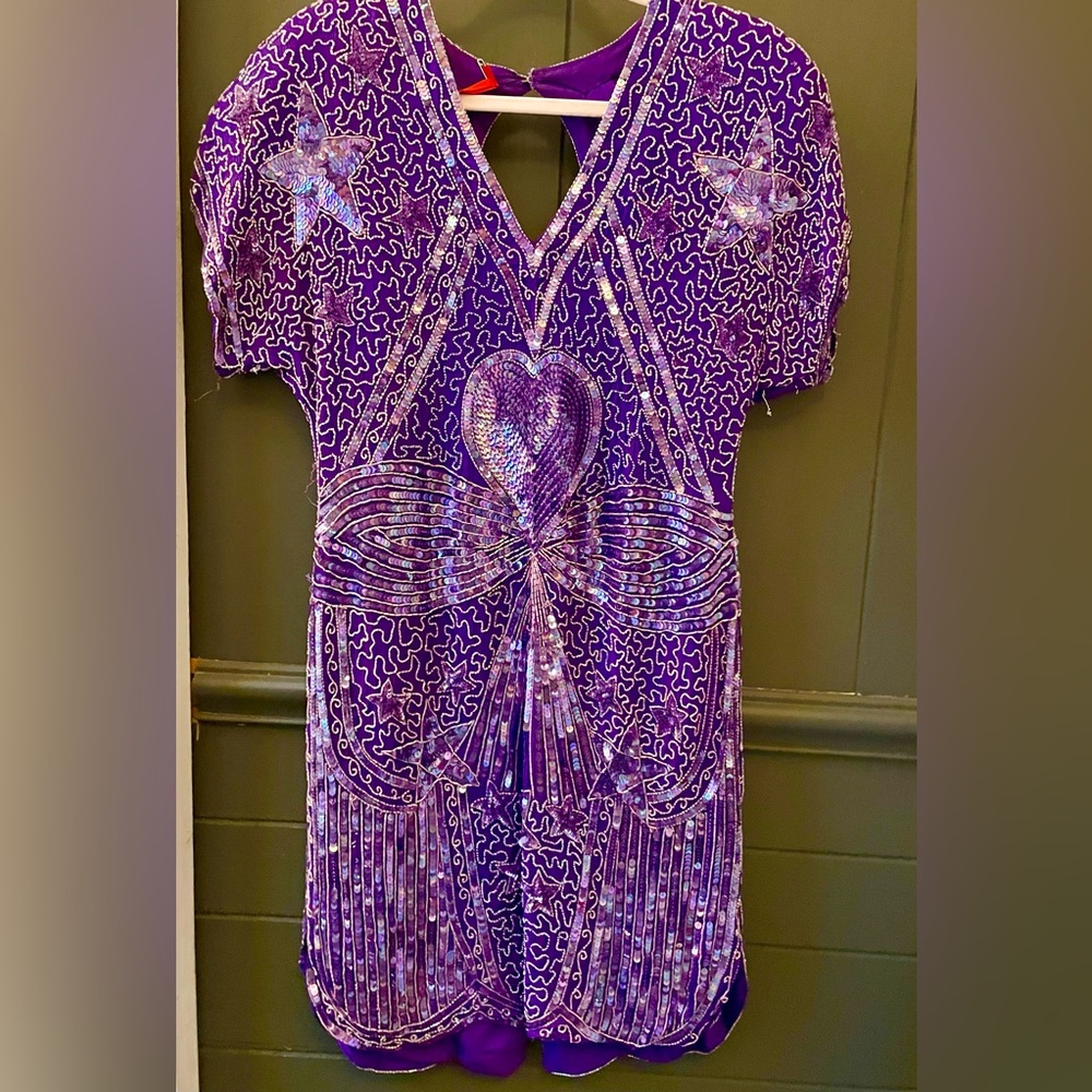Purple Sequin Embellished Dress